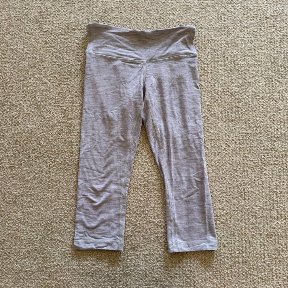 Lululemon Wunder Under Crop Leggings Womens 4 Heathered Gray Yoga Capris Stretch